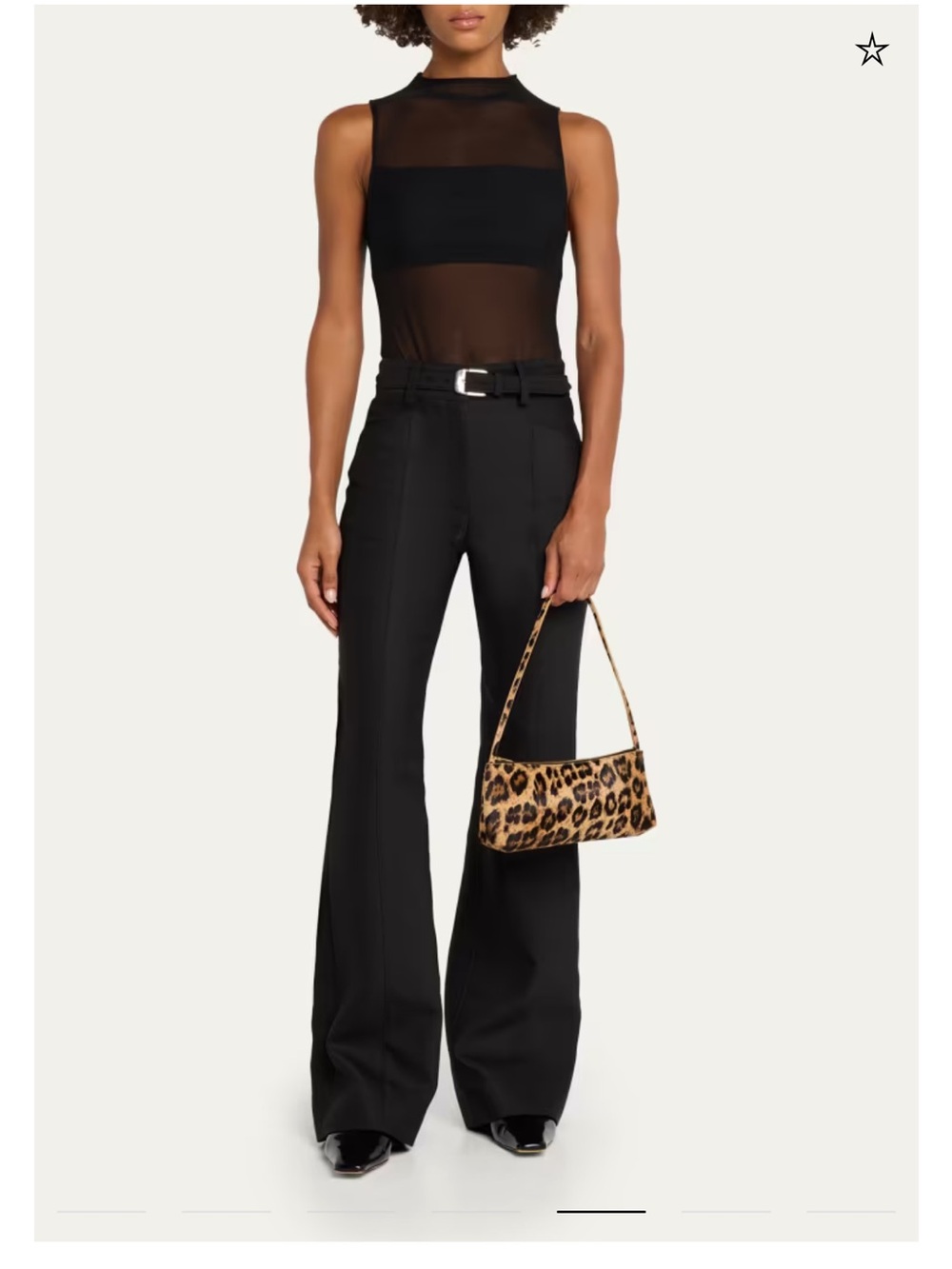 Mansur Gavriel Gaia Leopard Print Calf Hair Baguette Shoulder Bag - Picture 3 of 12